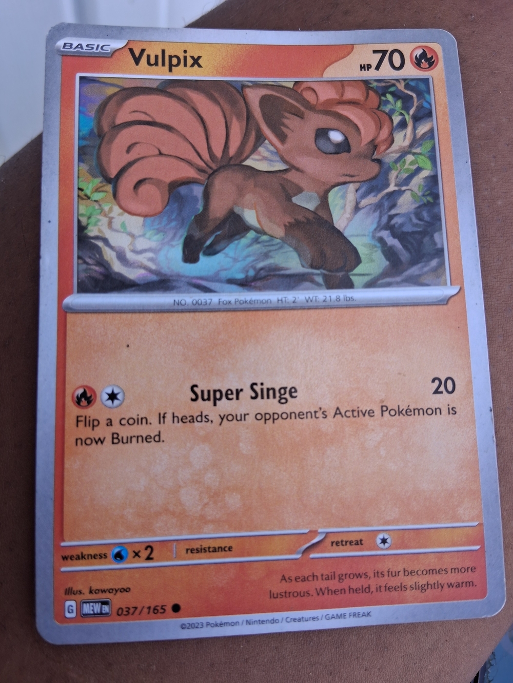 Vulpix Trading Card — Orange Artwork